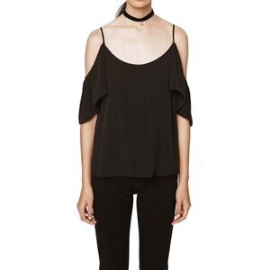 Rebecca Minkoff Aida Black Cold Shoulder Spaghetti Strap Blouse Top Small
